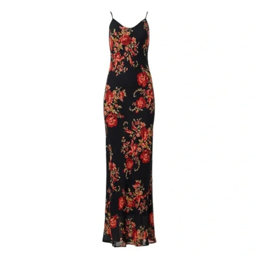 New Reformation Women's Parma Maxi Dress Admire Black/Red